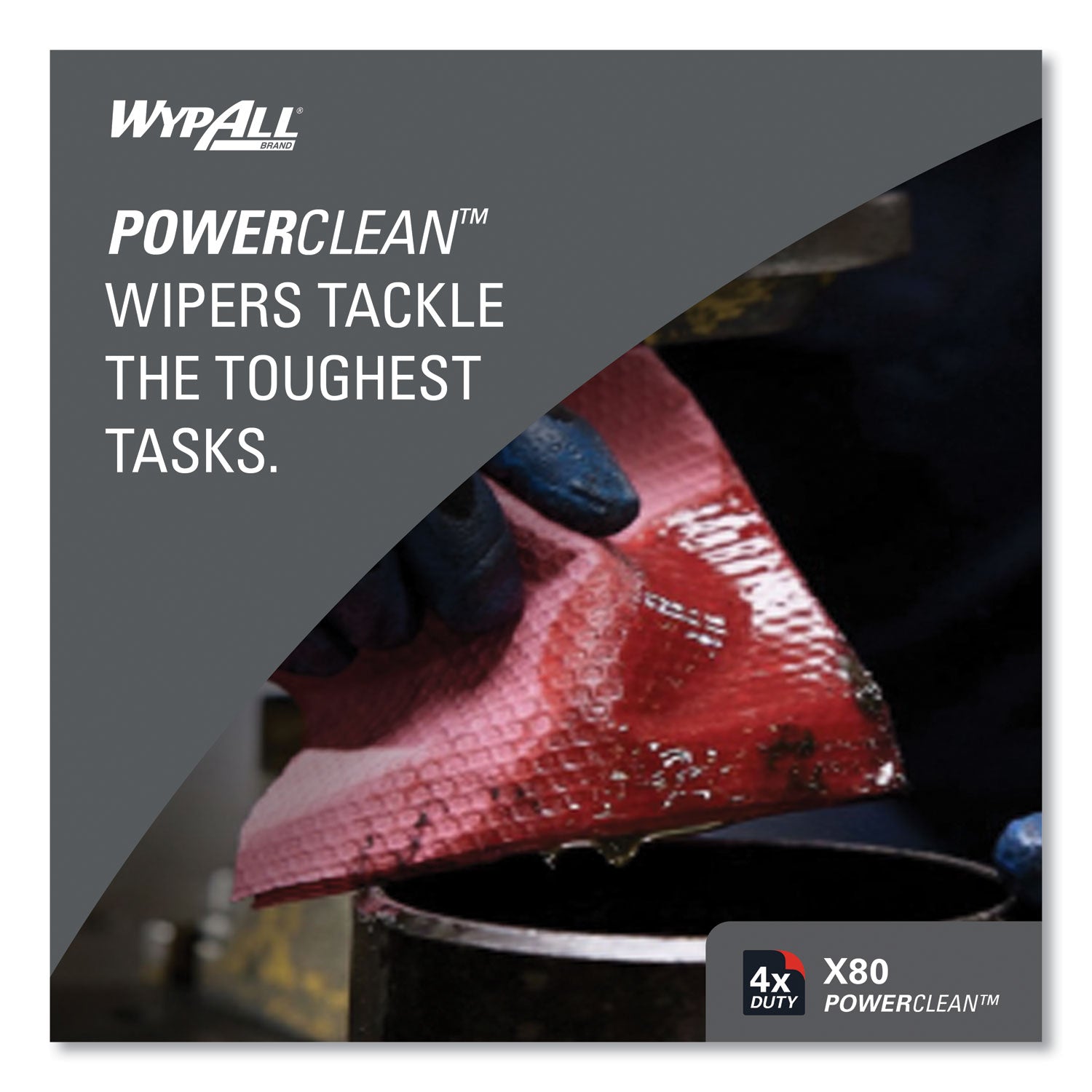 WypAll Power Clean X80 Heavy Duty Cloths, Jumbo Roll, 12.4 x 12.2, Red, 475 Wipers/Roll (41055)