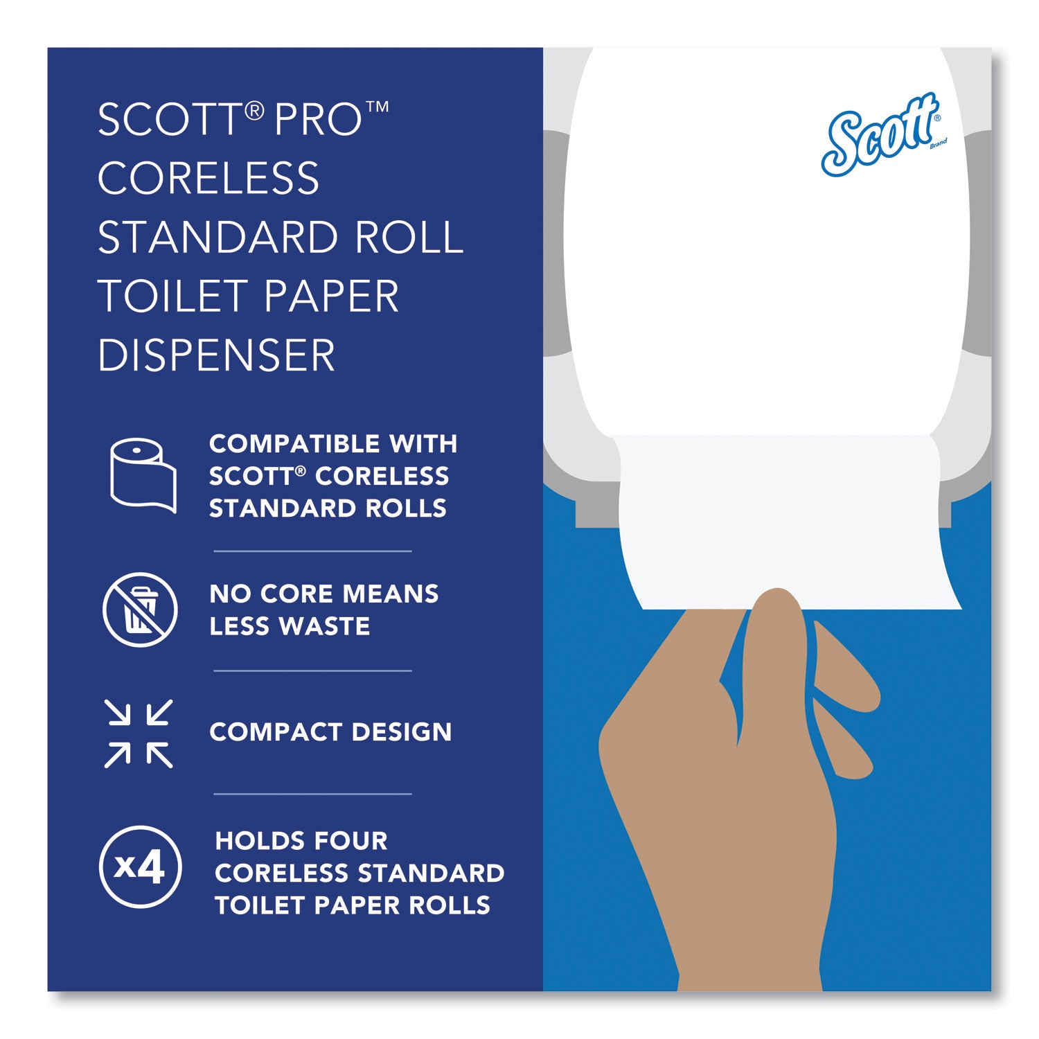 Scott Pro High Capacity Coreless SRB Tissue Dispenser, 11.25 x 6.31 x 12.75, White (44517)