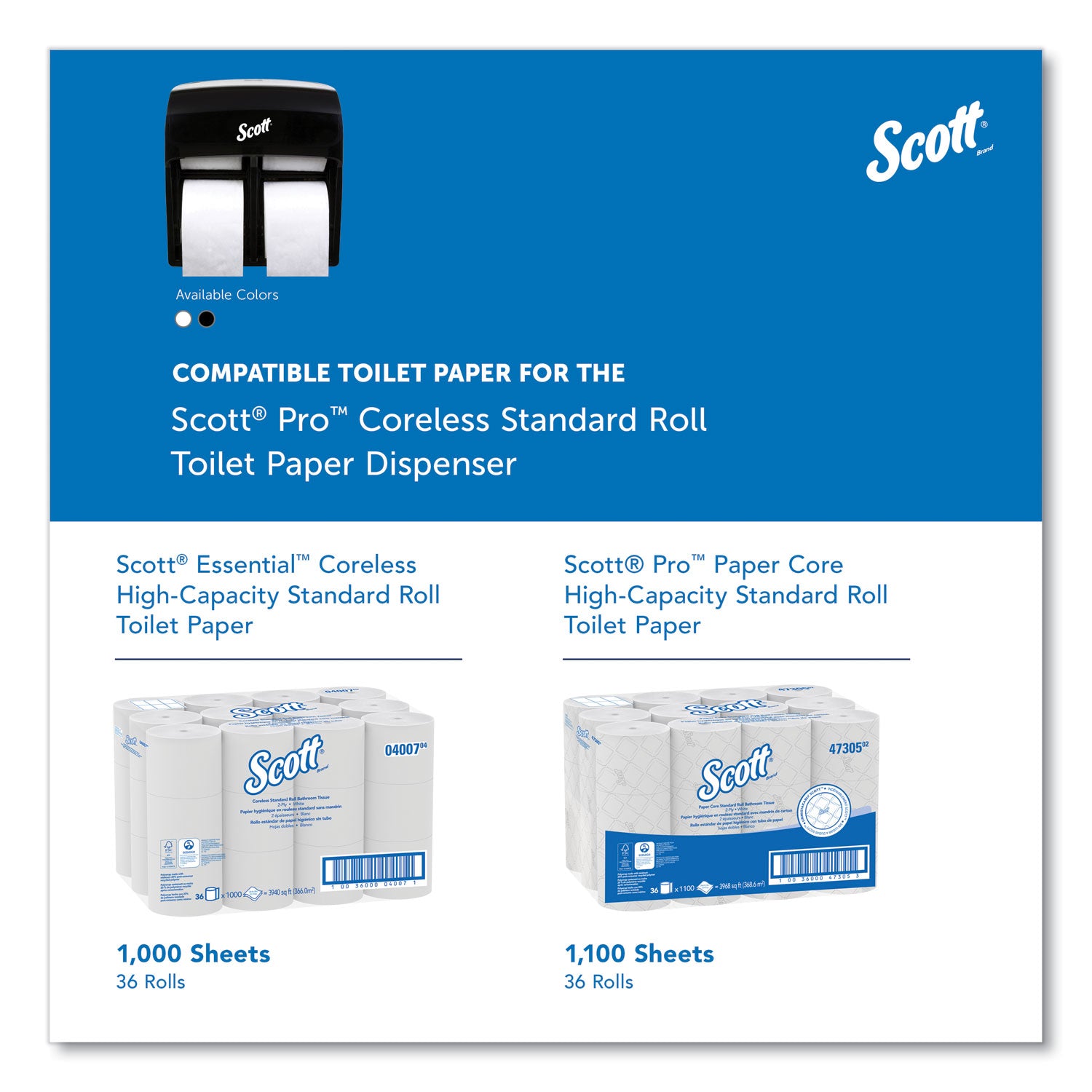 Scott Pro High Capacity Coreless SRB Tissue Dispenser, 11.25 x 6.31 x 12.75, Black (44518)