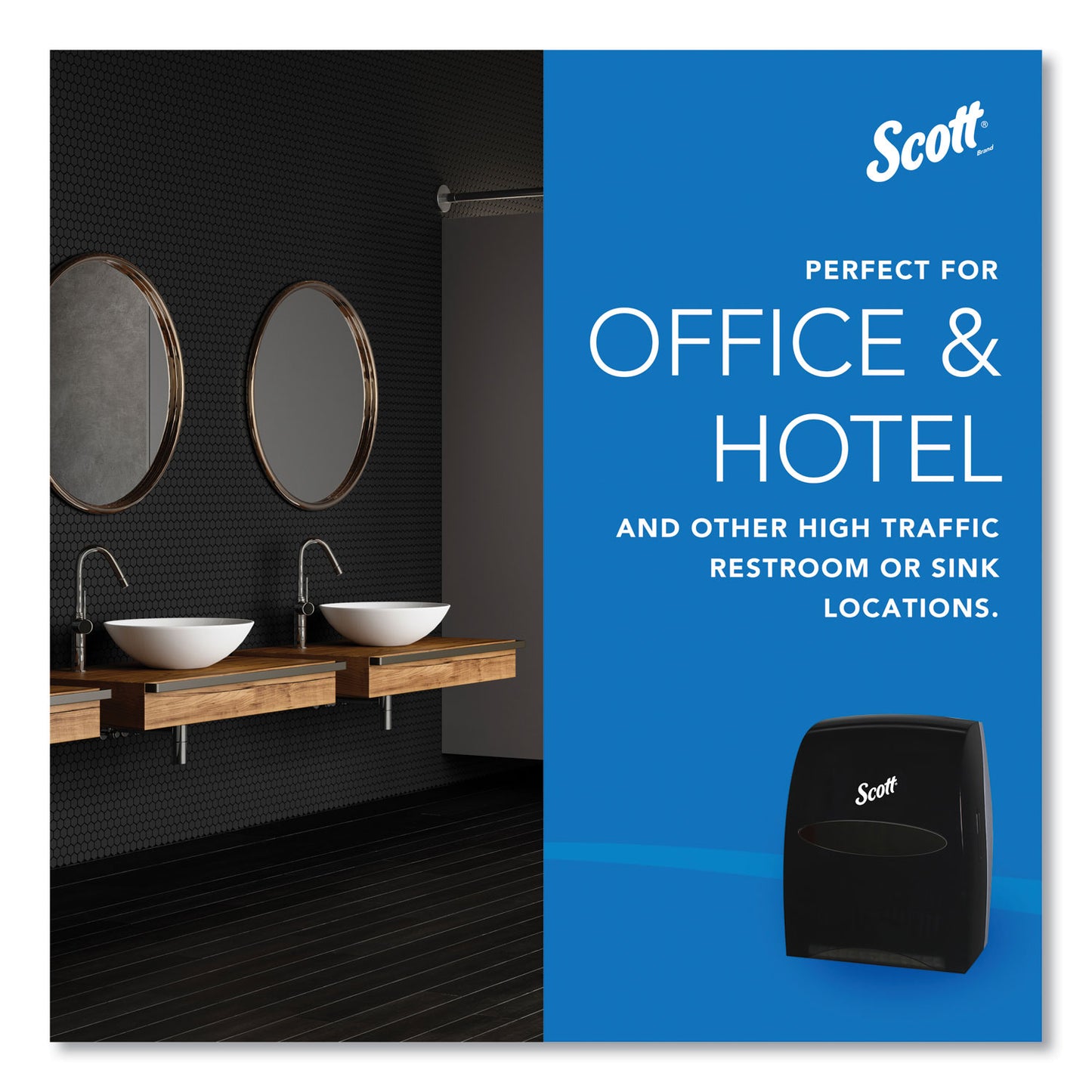 Scott Essential Manual Hard Roll Towel Dispenser, 13.06 x 11 x 16.94, Black (46253)