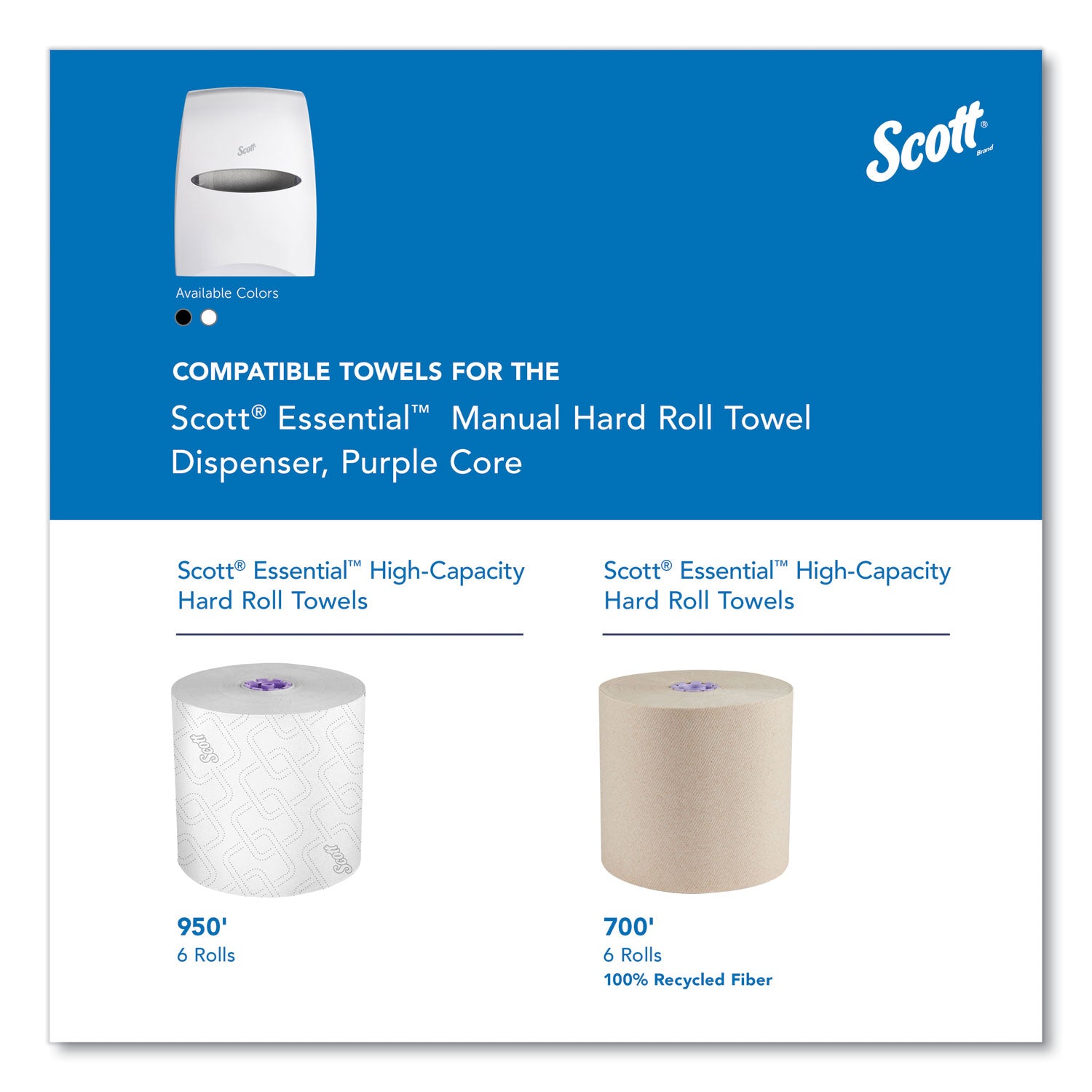 Scott Essential Manual Hard Roll Towel Dispenser, 13.06 x 11 x 16.94, White (46254)