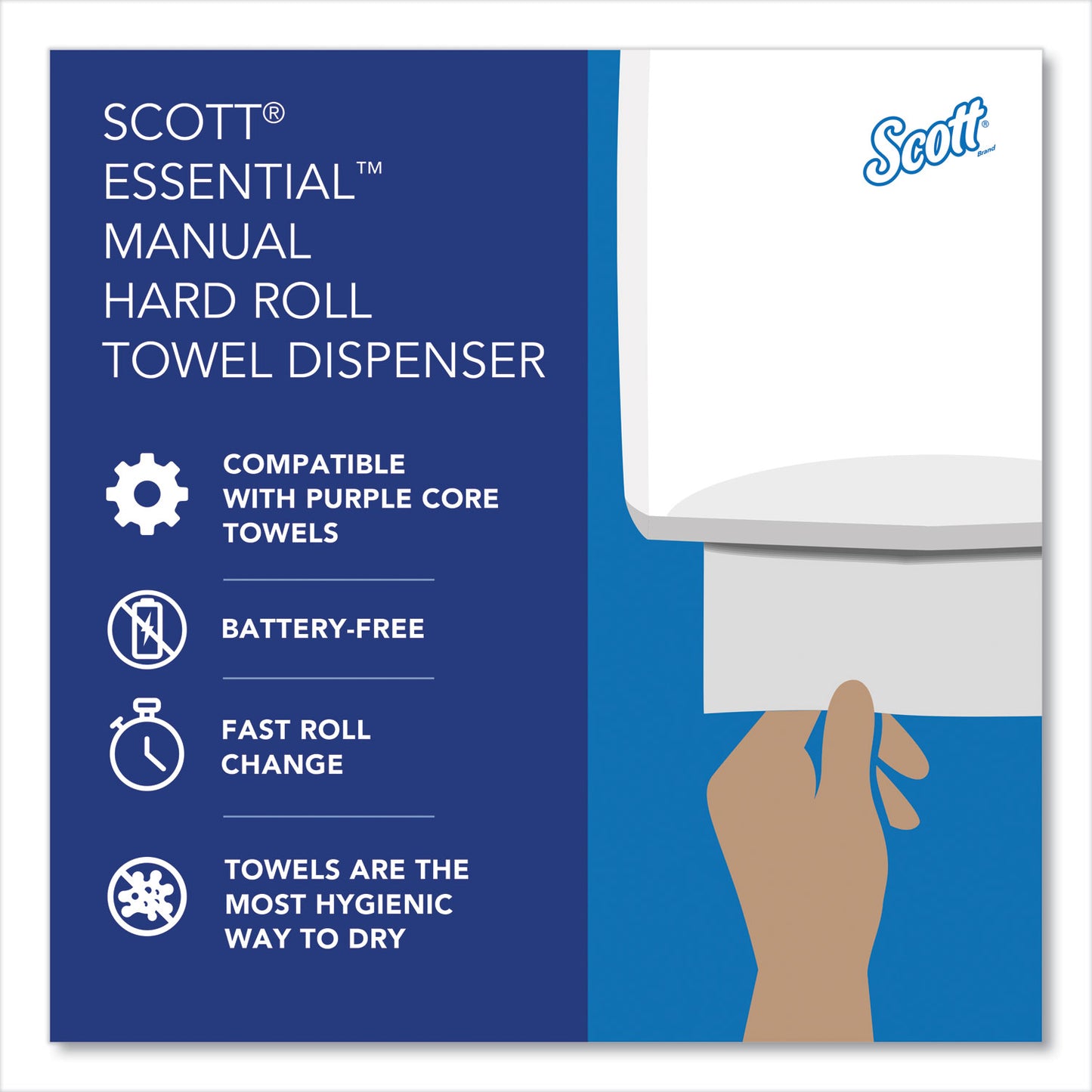 Scott Essential Manual Hard Roll Towel Dispenser, 13.06 x 11 x 16.94, White (46254)