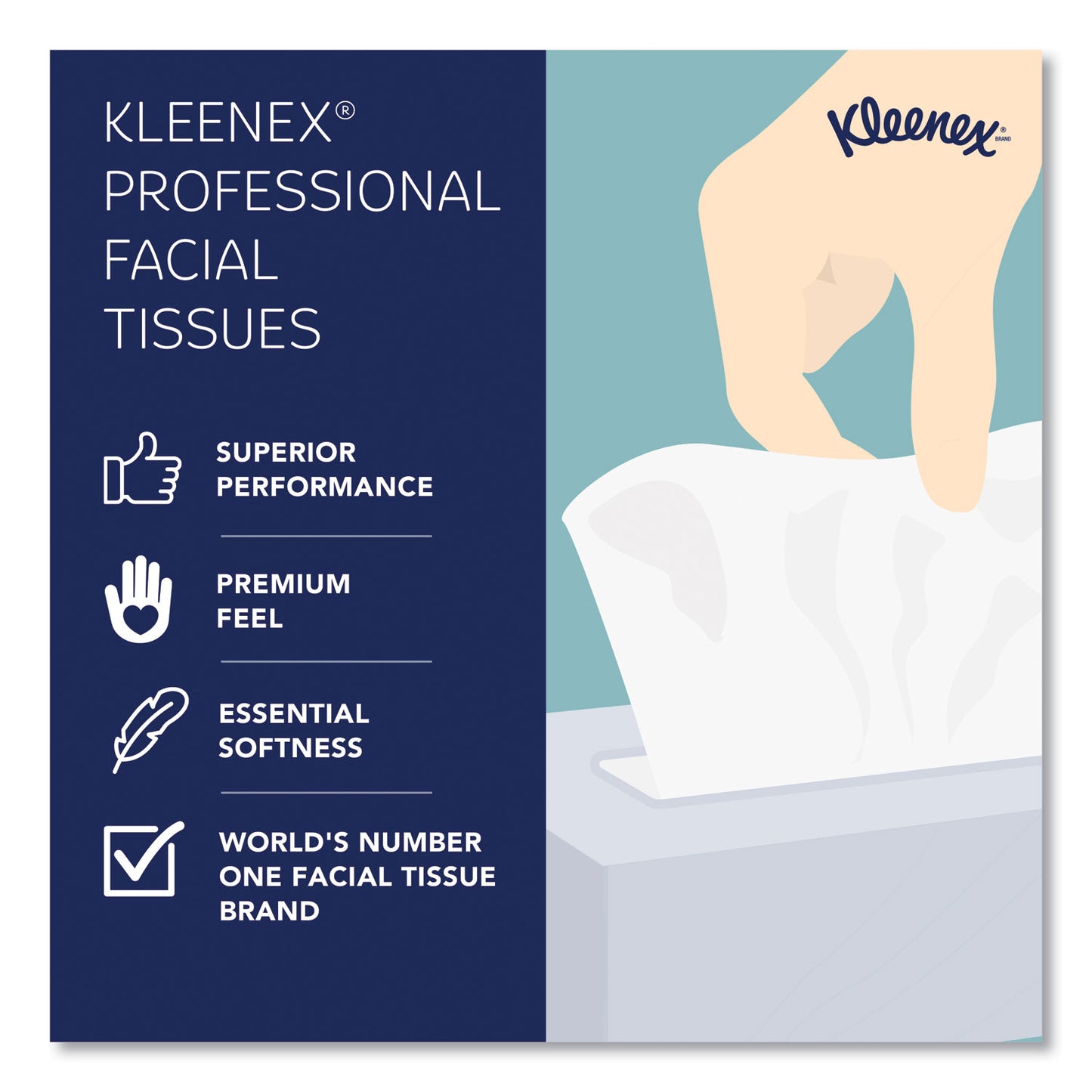 Kleenex Boutique White Facial Tissue for Business, Pop-Up Box, 2-Ply, 95 Sheets/Box, 6 Boxes/Pack (21271)