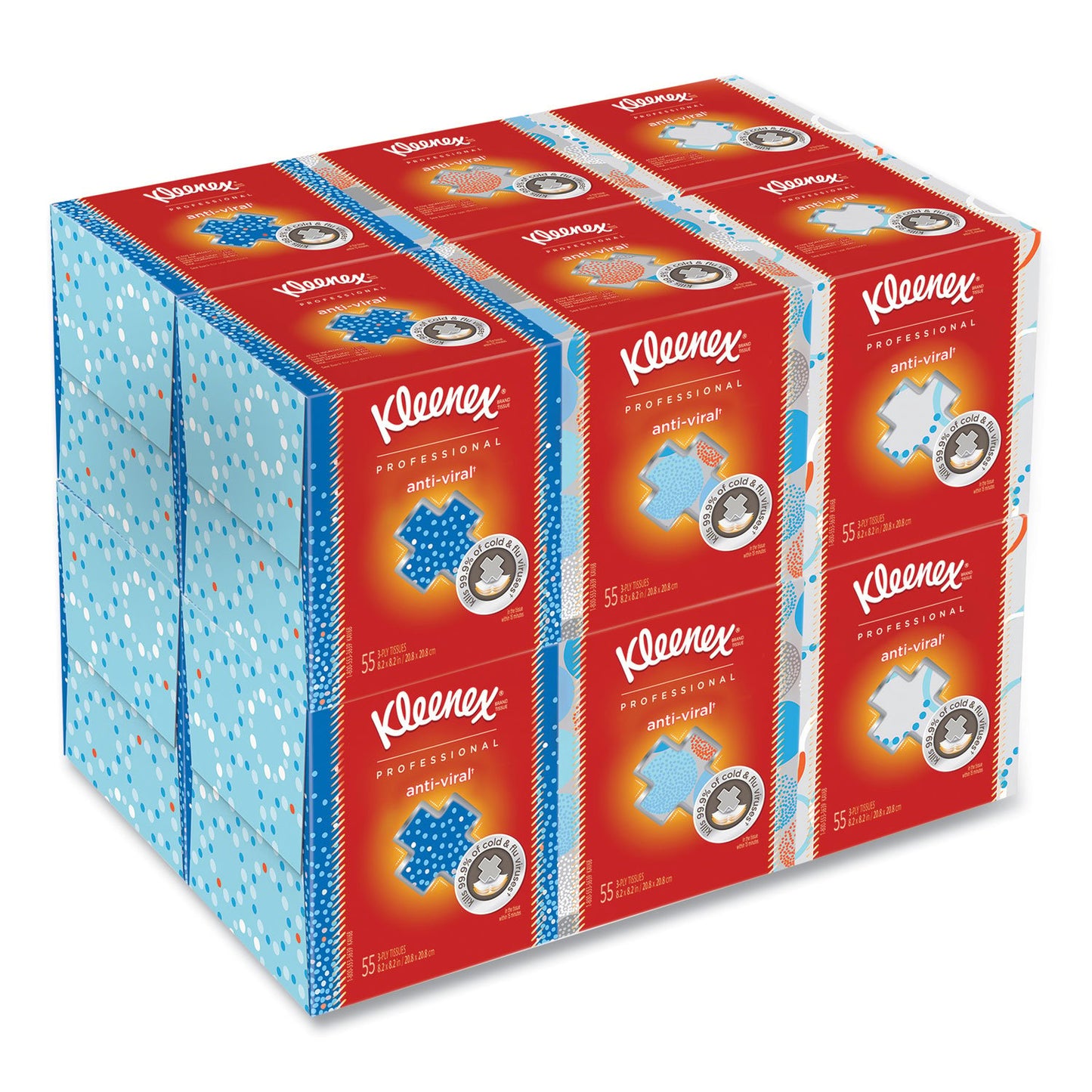 Kleenex Boutique Anti-Viral Facial Tissue, 3-Ply, White, Pop-Up Box, 60 Sheets/Box, 3 Boxes/Pack, 4 Packs/Carton (21286CT)