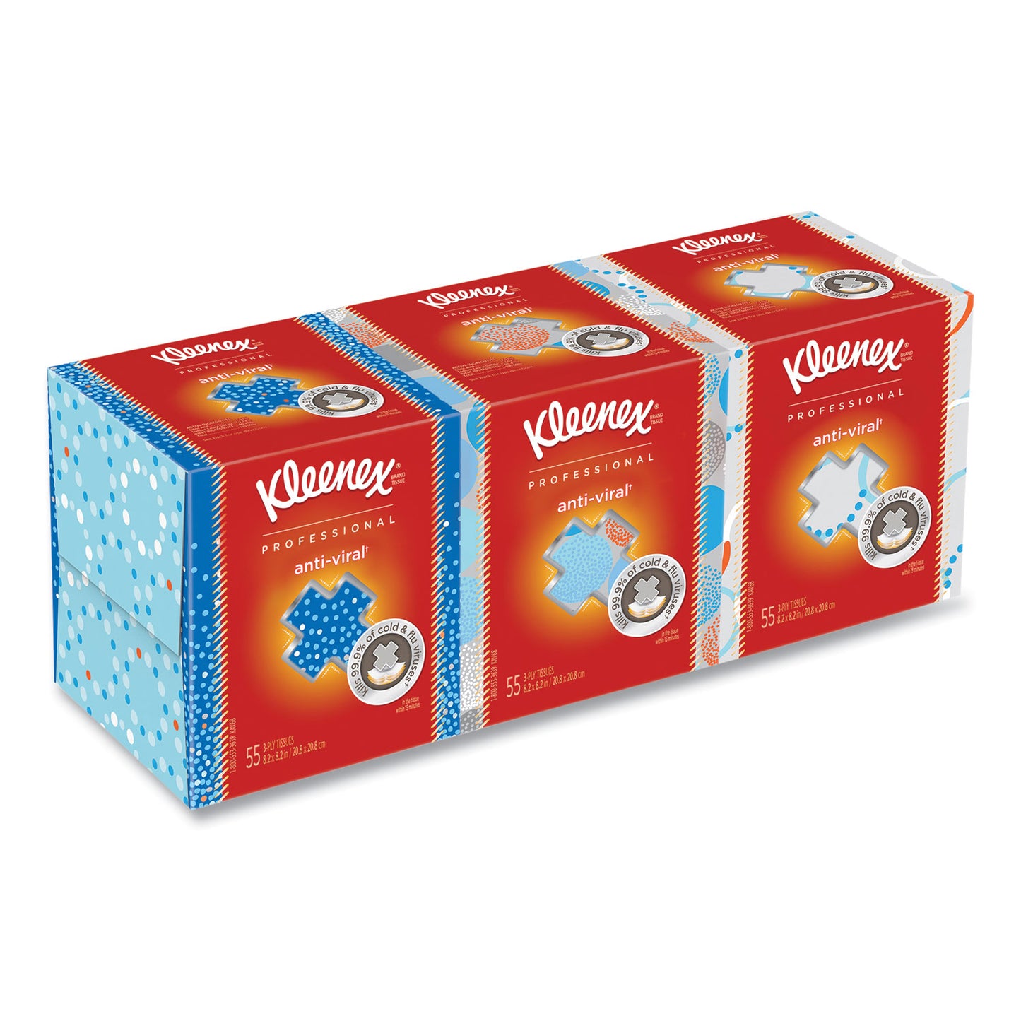 Kleenex Boutique Anti-Viral Facial Tissue, 3-Ply, White, Pop-Up Box, 60 Sheets/Box, 3 Boxes/Pack, 4 Packs/Carton (21286CT)