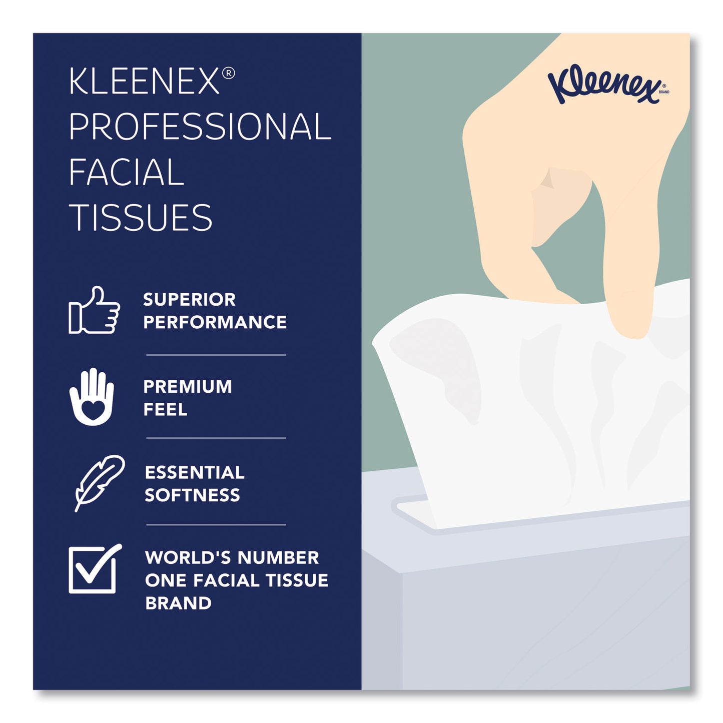 Kleenex Naturals Facial Tissue for Business, Flat Box, 2-Ply, White, 125 Sheets/Box (21601BX)