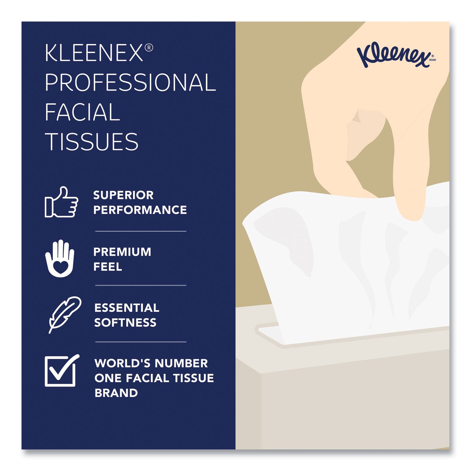 Kleenex White Facial Tissue, 2-Ply, White, Pop-Up Box, 125 Sheets/Box (21606BX)