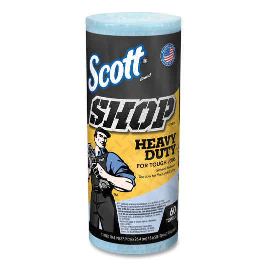 Scott Pro Shop Towels, Heavy Duty, 1-Ply, 10.4 x 11, Blue, 12 Rolls/Carton (32992)