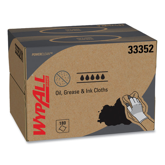 WypAll Power Clean Oil, Grease and Ink Cloths, BRAG Box, 12.1 x 16.8, Blue, 180/Box (33352)