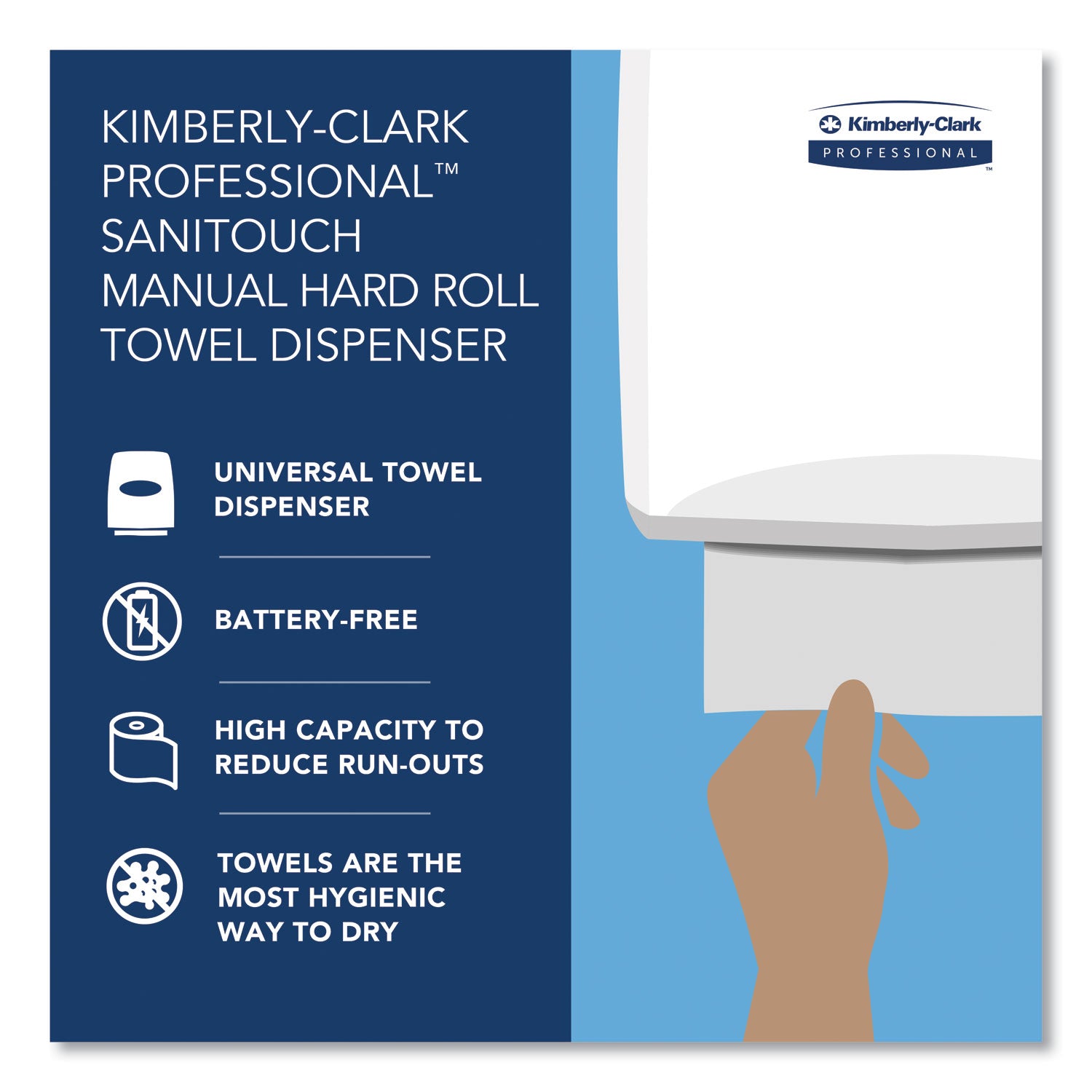 Kimberly-Clark Sanitouch Hard Roll Towel Dispenser, 12.63 x 10.2 x 16.13, White (09991)