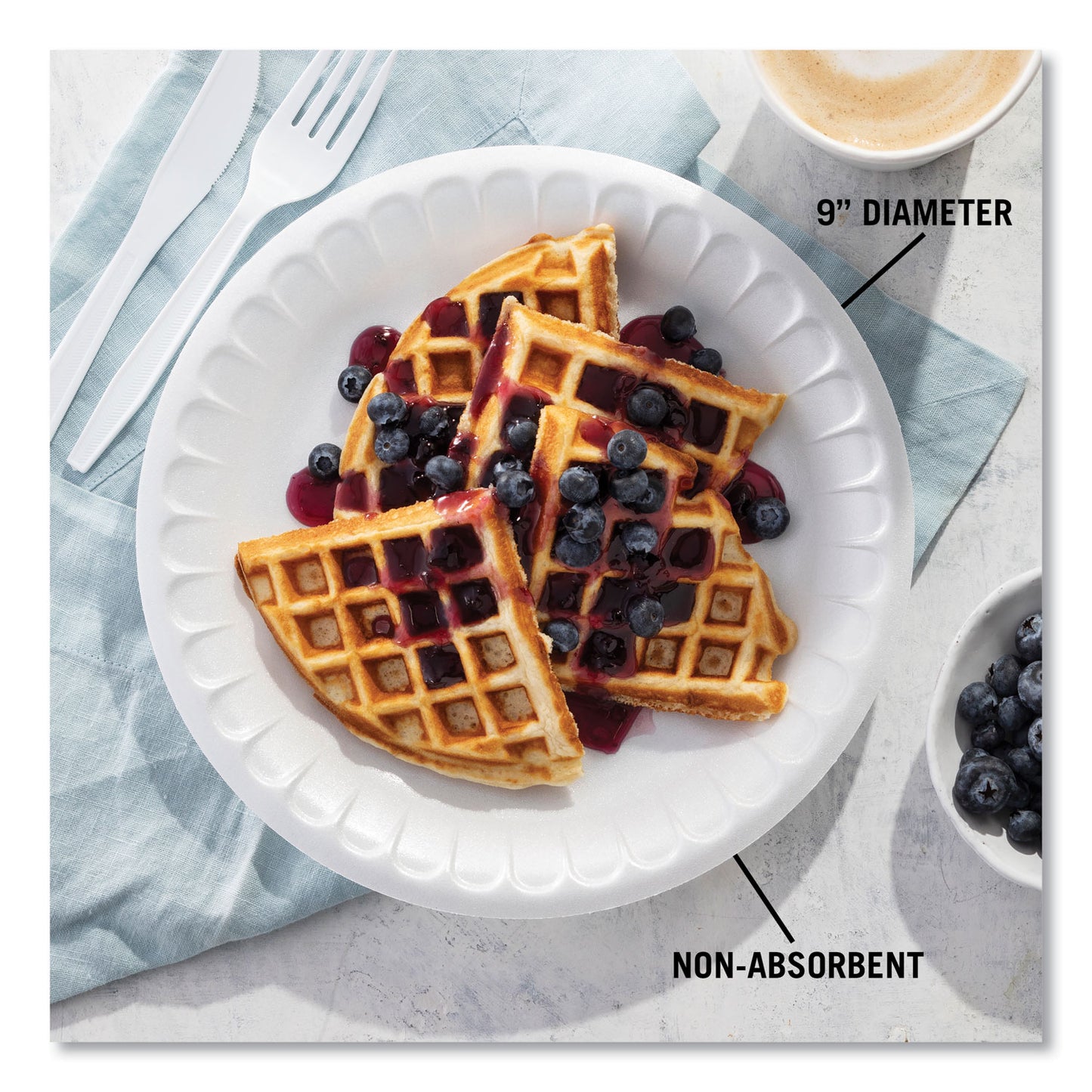 Pactiv Placesetter Satin Non-Laminated Foam Dinnerware, Plate, 9" dia, White, 500/Carton (0TH10009)