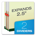 Pendaflex Six-Section Pressboard Classification Folders, 2" Expansion, 2 Dividers, 6 Fasteners, Letter Size, Green Exterior, 10/Box (17173)