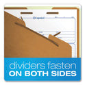 Pendaflex Six-Section Pressboard Classification Folders, 2" Expansion, 2 Dividers, 6 Fasteners, Letter Size, Green Exterior, 10/Box (17173)