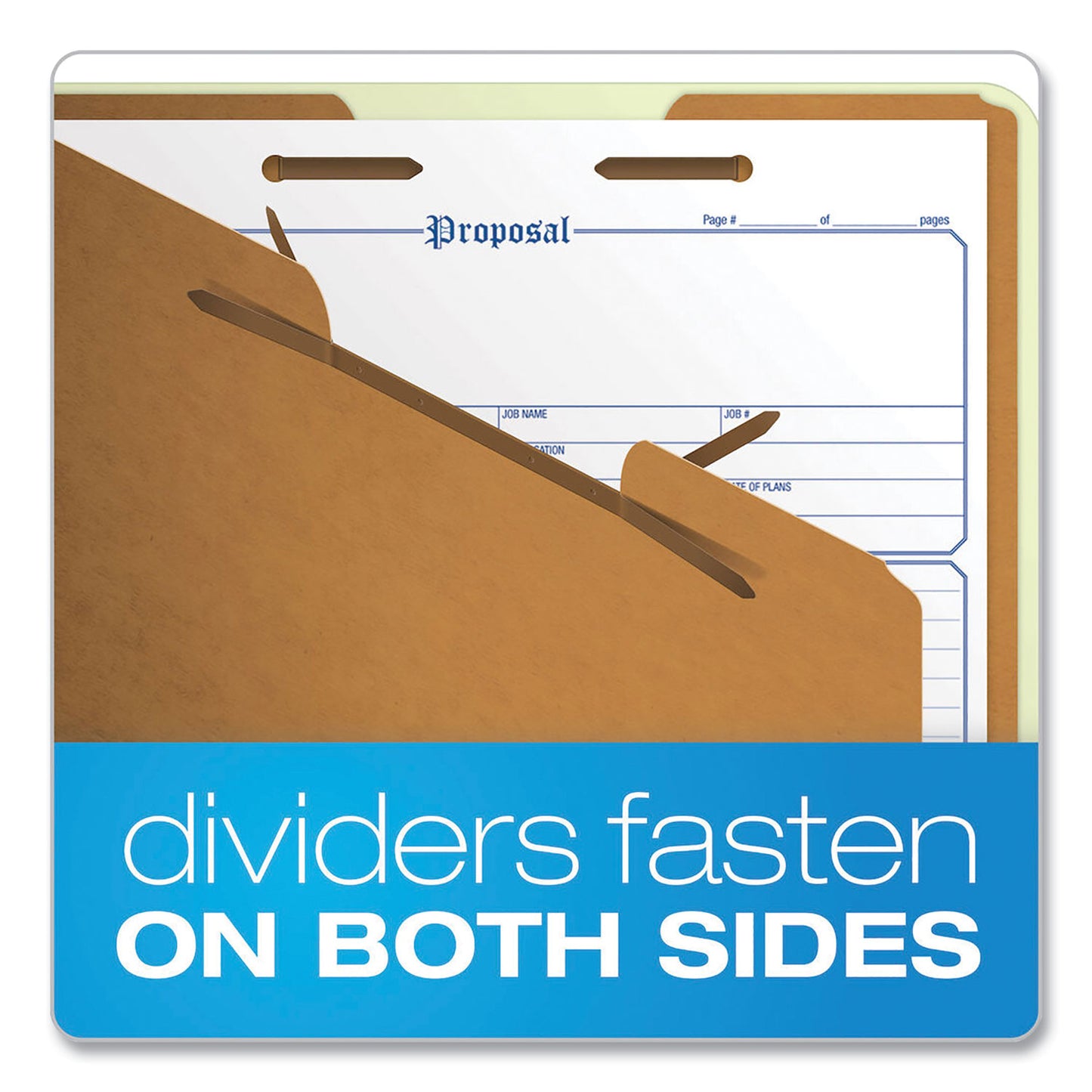 Pendaflex Six-Section Pressboard Classification Folders, 2" Expansion, 2 Dividers, 6 Fasteners, Letter Size, Green Exterior, 10/Box (17173)