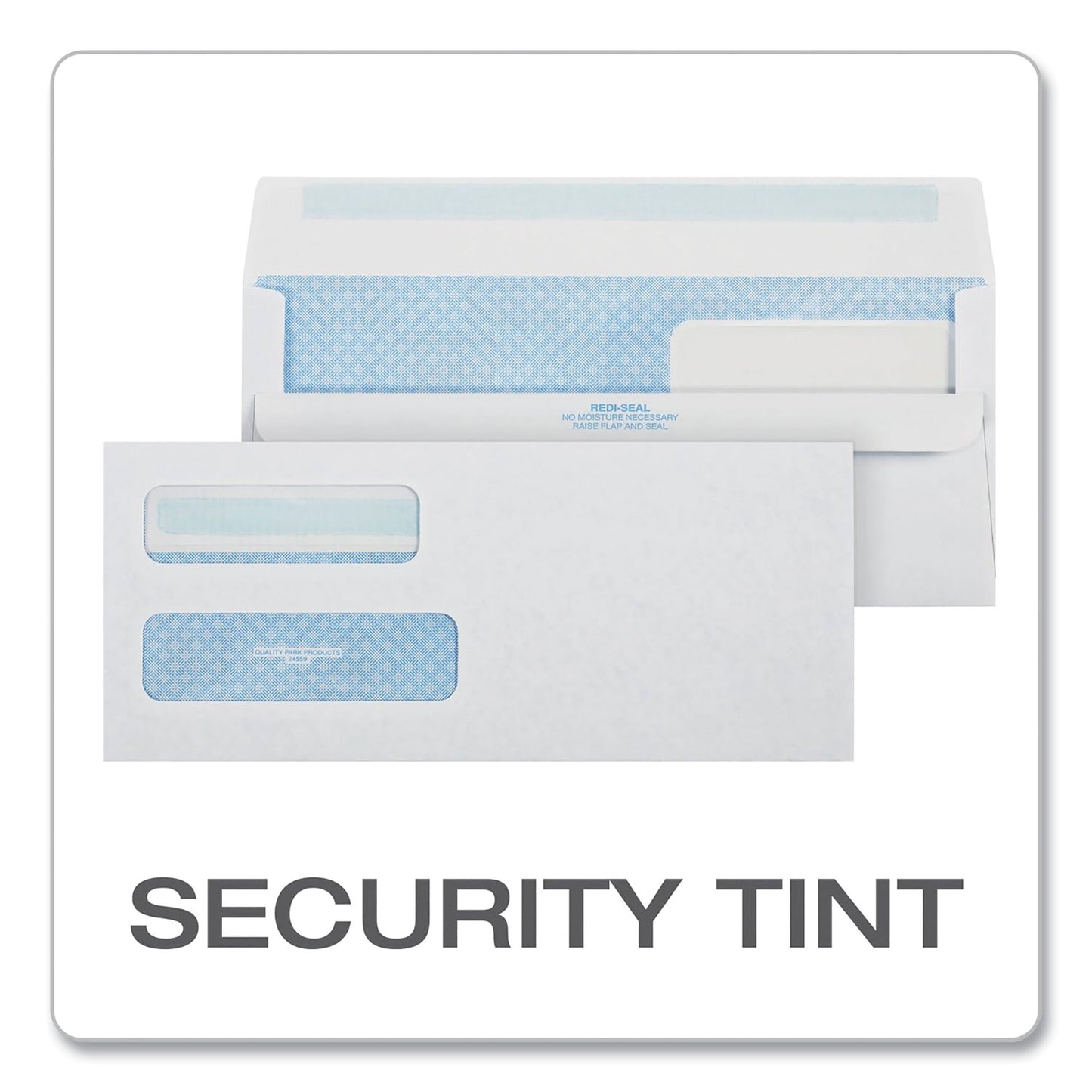 Quality Park Double Window Redi-Seal Security-Tinted Envelope, #10, Commercial Flap, Redi-Seal Adhesive Closure, 4.13 x 9.5, White, 500/BX (24559)
