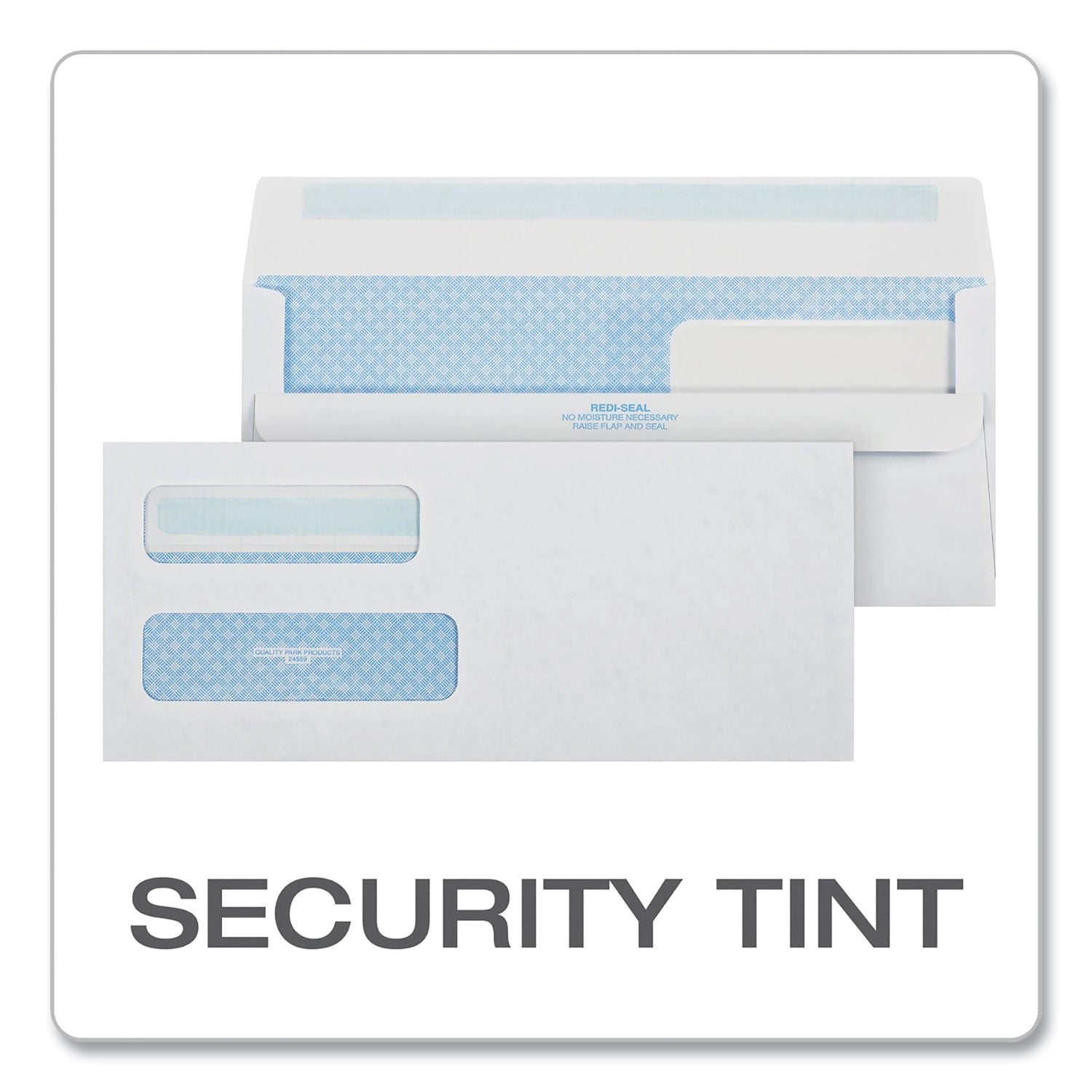 Quality Park Double Window Redi-Seal Security-Tinted Envelope, #10, Commercial Flap, Redi-Seal Adhesive Closure, 4.13 x 9.5, White, 500/BX (24559)