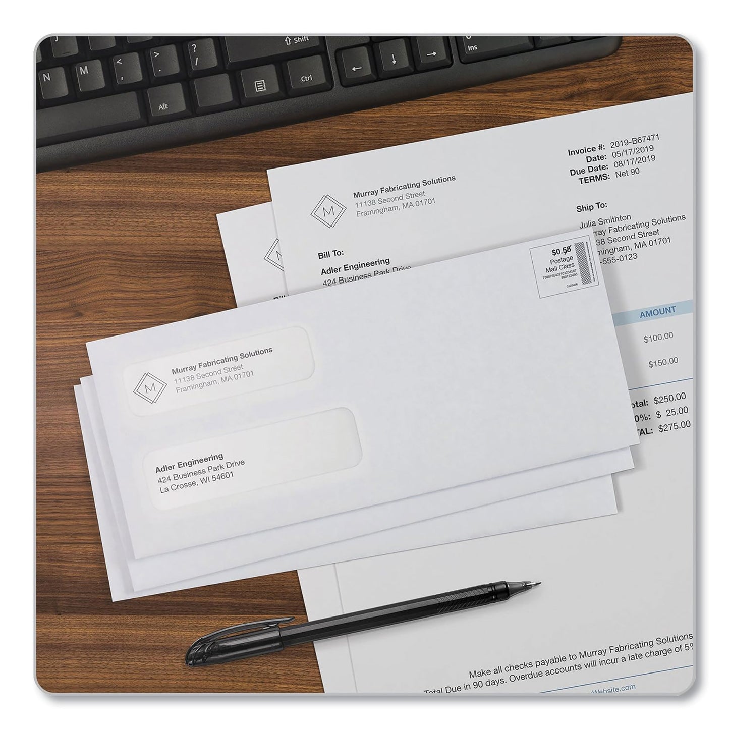 Quality Park Double Window Redi-Seal Security-Tinted Envelope, #10, Commercial Flap, Redi-Seal Adhesive Closure, 4.13 x 9.5, White, 500/BX (24559)