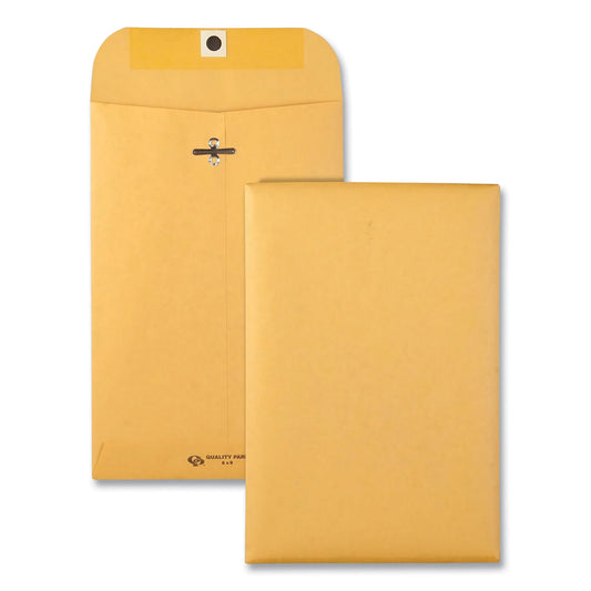 Quality Park Clasp Envelope, 28 lb Bond Weight Kraft, #55, Square Flap, Clasp/Gummed Closure, 6 x 9, Brown Kraft, 100/Box (37855)