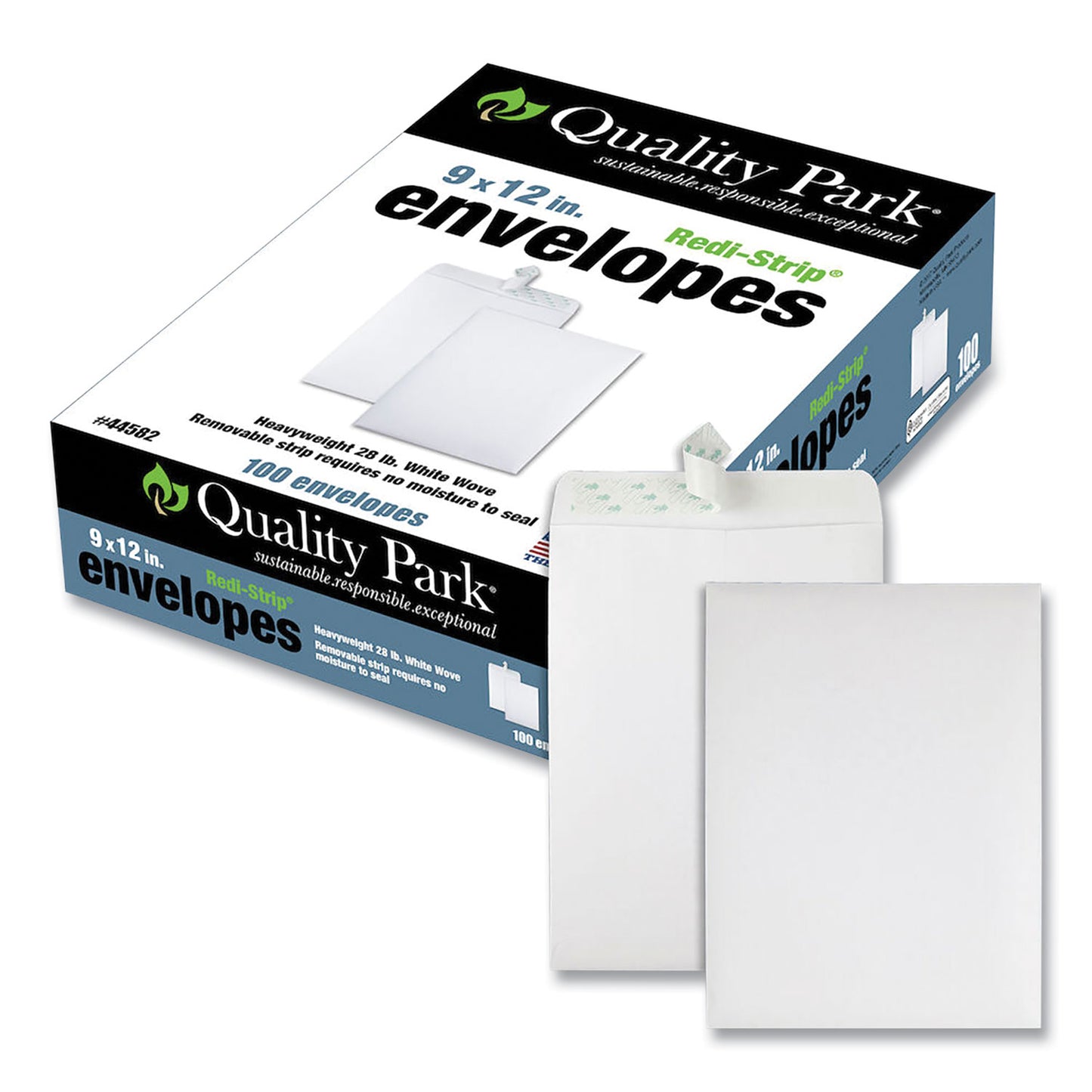 Quality Park Redi-Strip Catalog Envelope, #10 1/2, Cheese Blade Flap, Redi-Strip Adhesive Closure, 9 x 12, White, 100/Box (44582)