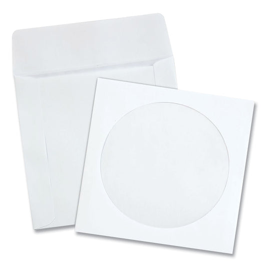 Quality Park CD/DVD Sleeves, 1 Disc Capacity, White, 100/Box (62903)