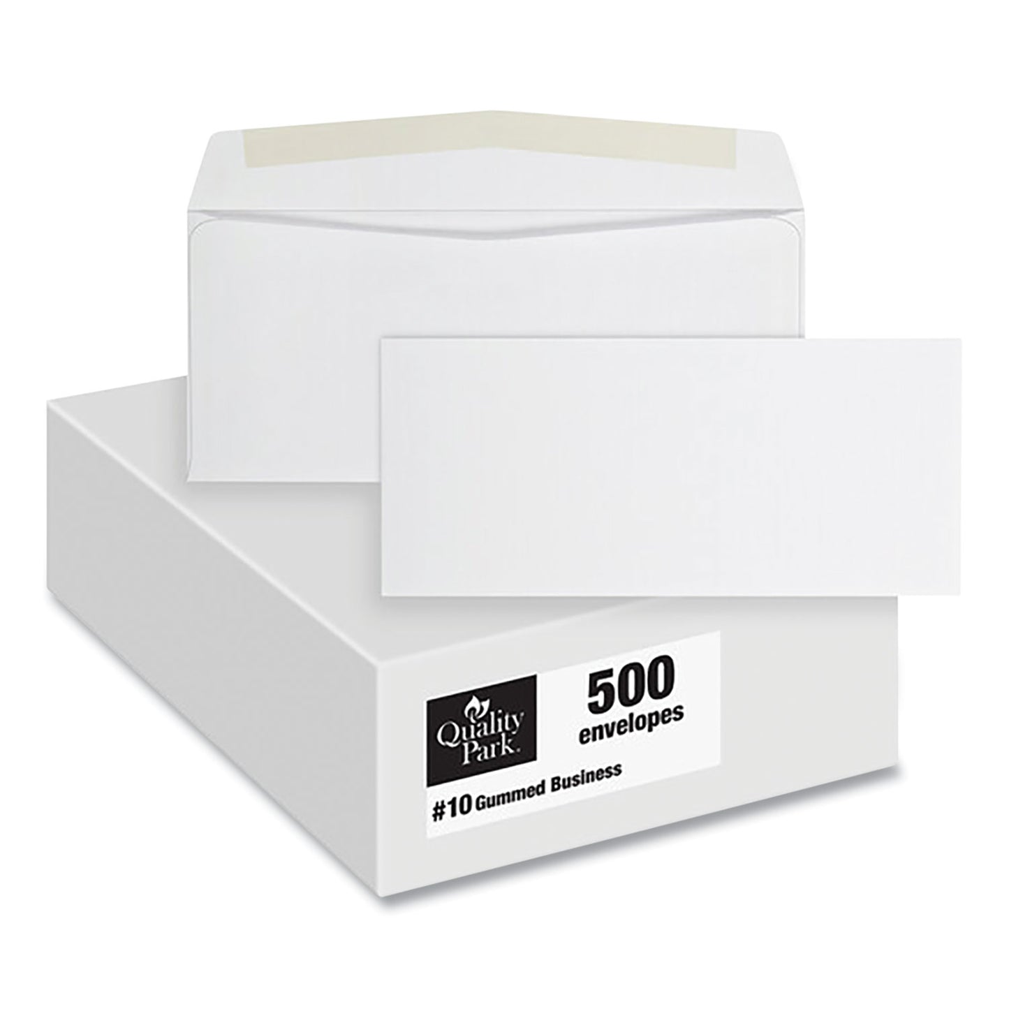 Quality Park Business Envelope, #10, Commercial Flap, Side Seam, Gummed Closure, 24 lb Bond Weight Paper, 4.13 x 9.5, White, 500/Box (90020)