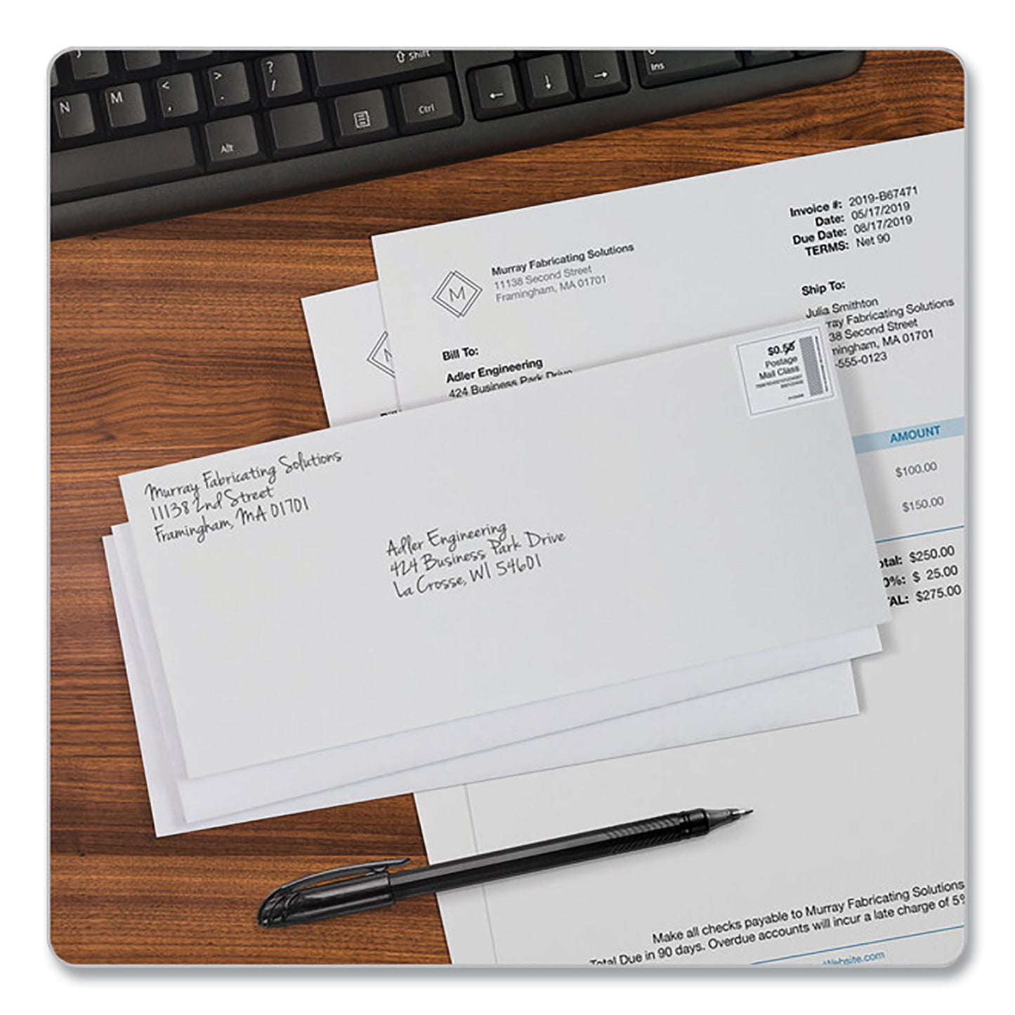 Quality Park Business Envelope, #10, Commercial Flap, Side Seam, Gummed Closure, 24 lb Bond Weight Paper, 4.13 x 9.5, White, 500/Box (90020)