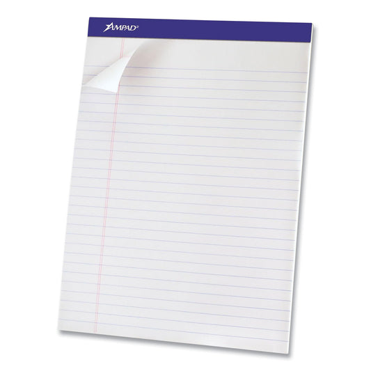 Ampad Perforated Writing Pads, Wide/Legal Rule, 50 White 8.5 x 11.75 Sheets, Dozen (20320)