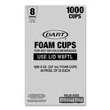 Dart Foam Drink Cups, 8 oz, White, 25/Bag, 40 Bags/Carton (W8J8S)