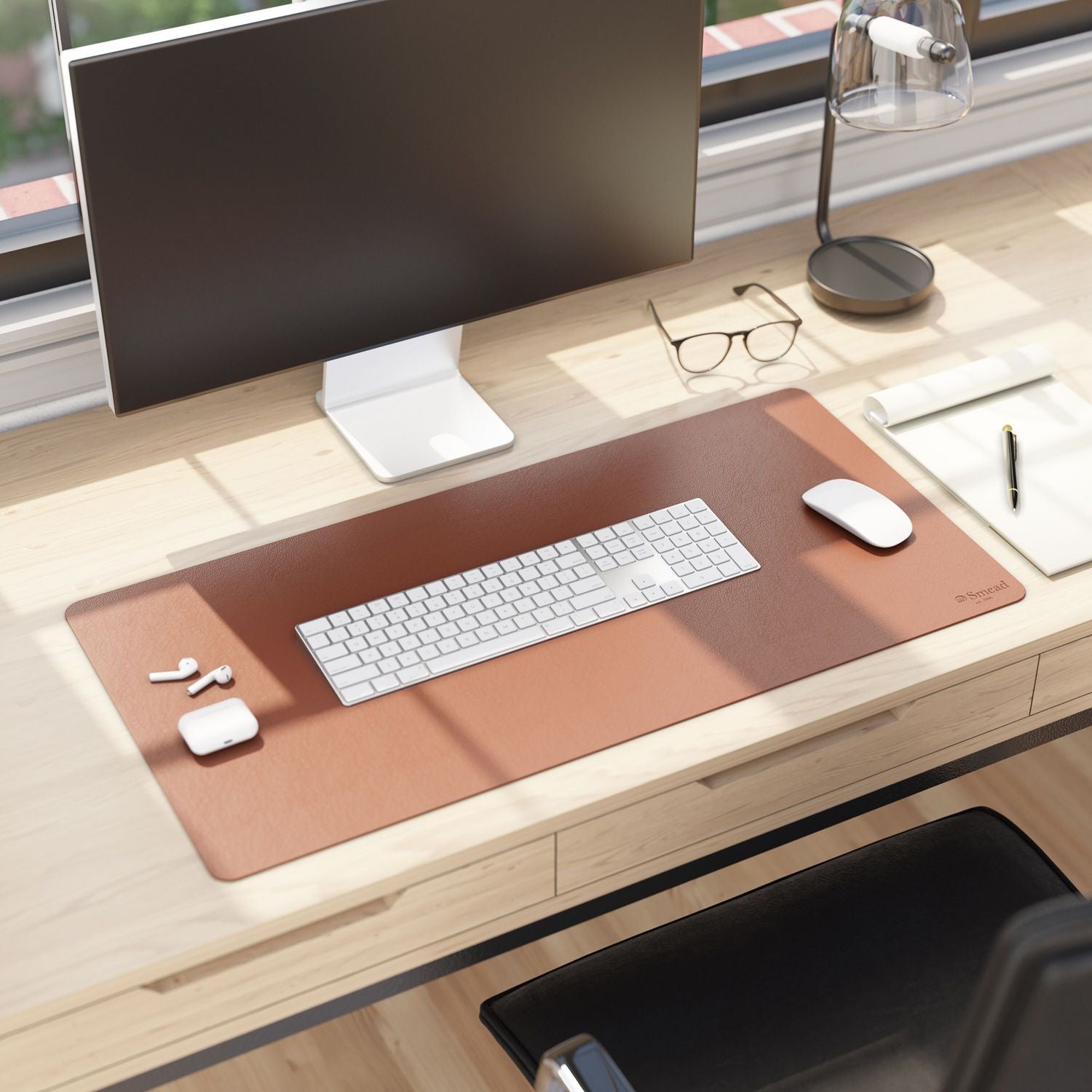 Smead Vegan Leather Desk Pads, 31.5" x 15.7", Brown (64832)