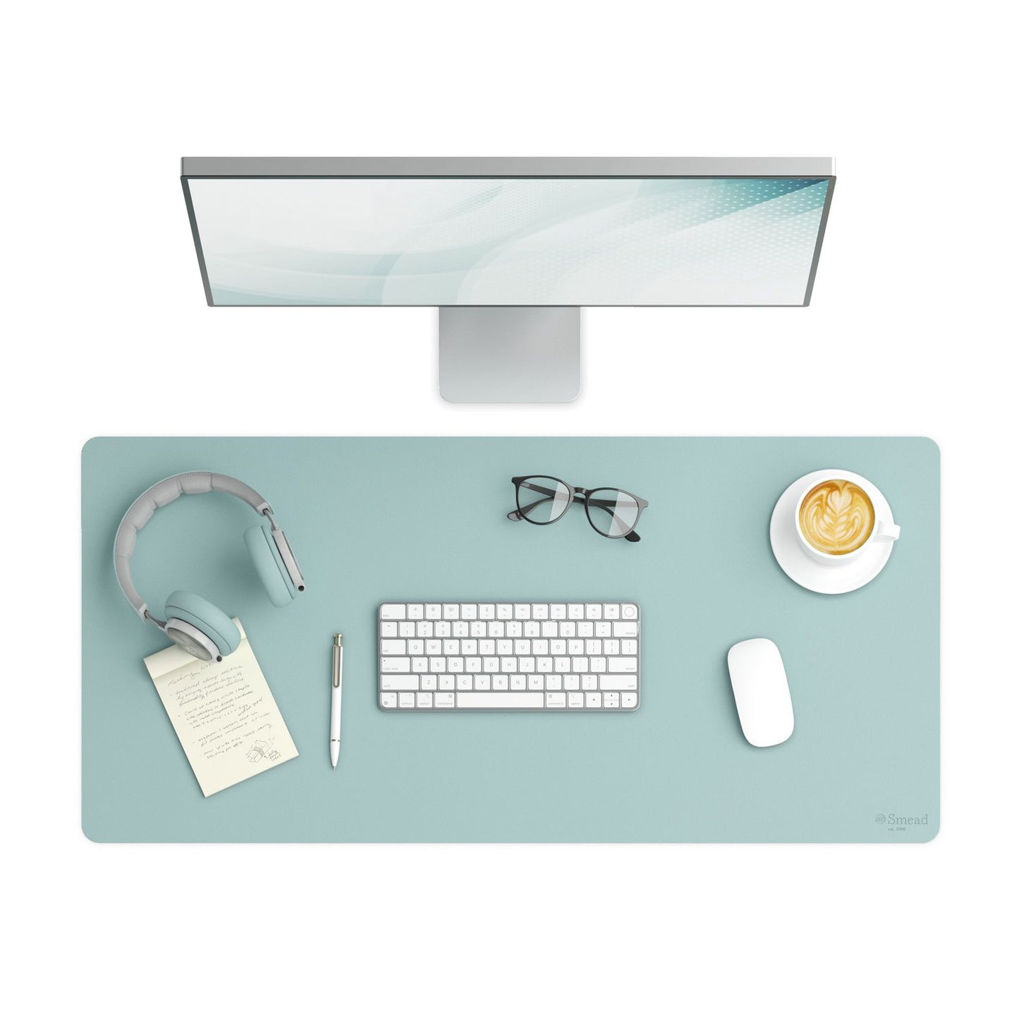 Smead Vegan Leather Desk Pads, 36" x 17", Light Blue (64830)