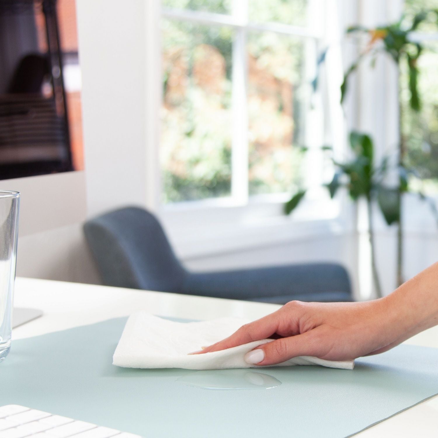 Smead Vegan Leather Desk Pads, 23.6" x 13.7", Light Blue (64840)