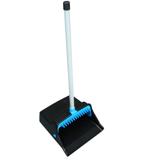 Impact LobbyMaster Plastic Dust Pan, 11.72" Wide, 31" PVC Handle, Blue/Black (T001301)