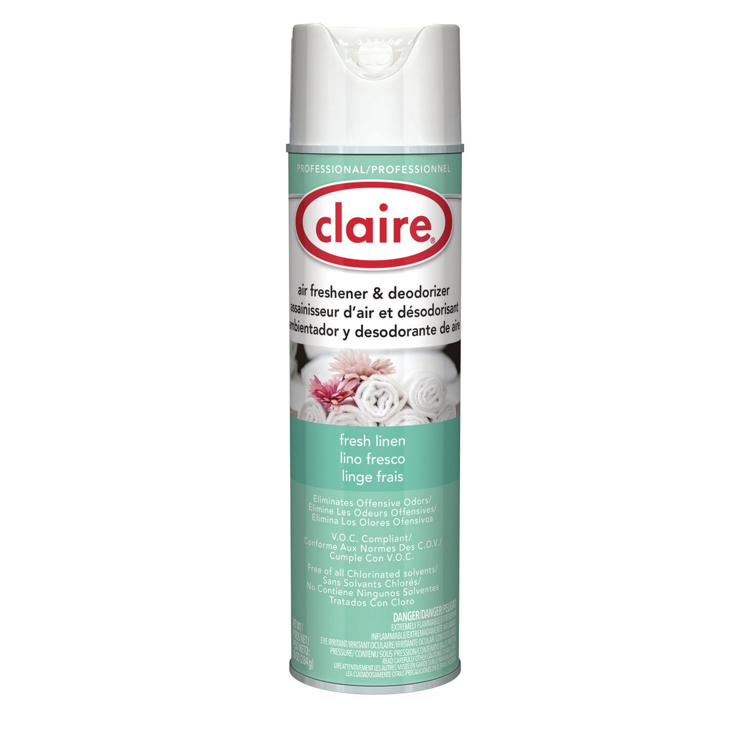 Claire Aerosol Air Freshener and Deodorizer, Fresh Linen, 10 oz Aerosol Spray, 12 Cans (163)