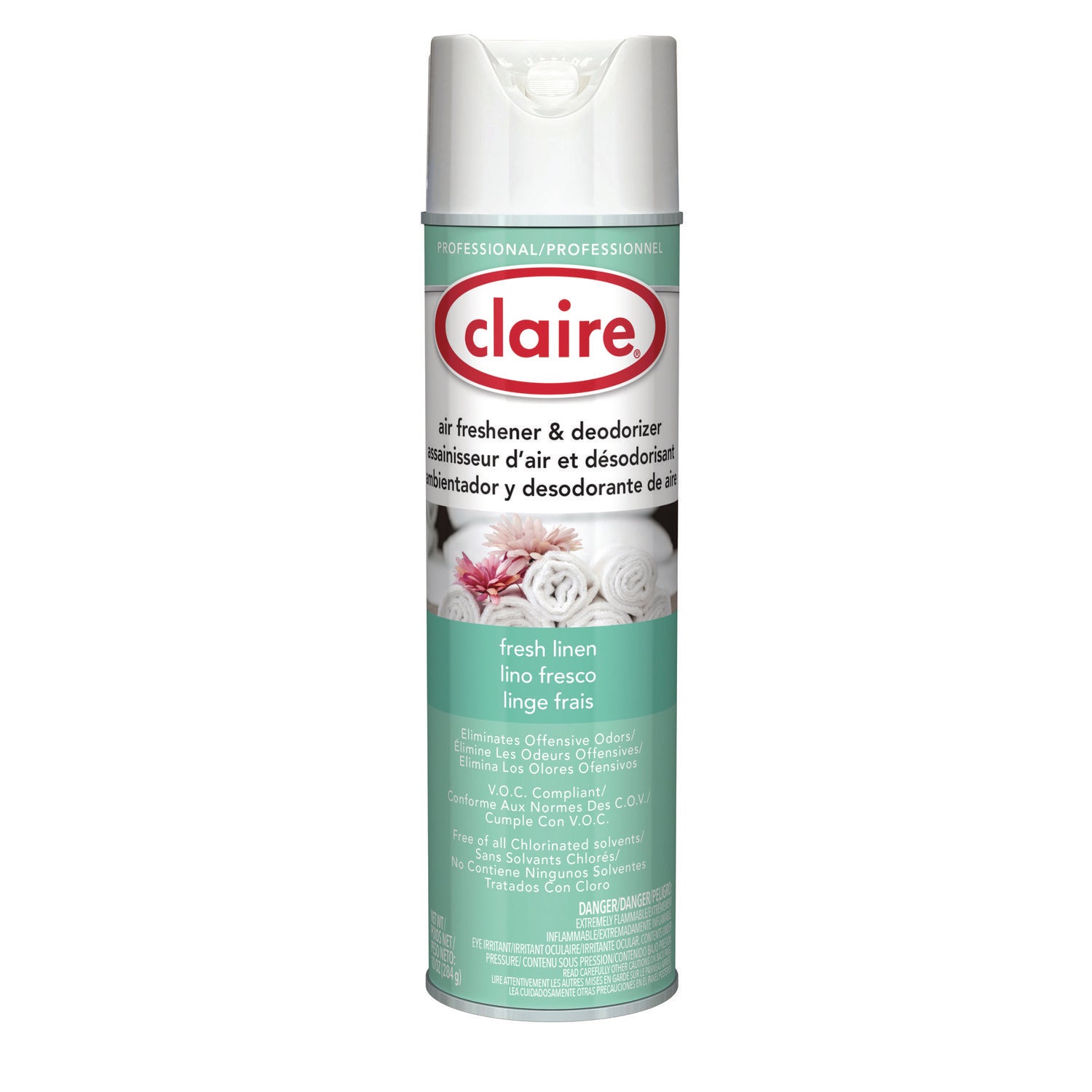 Claire Aerosol Air Freshener and Deodorizer, Fresh Linen, 10 oz Aerosol Spray, 12 Cans (163)