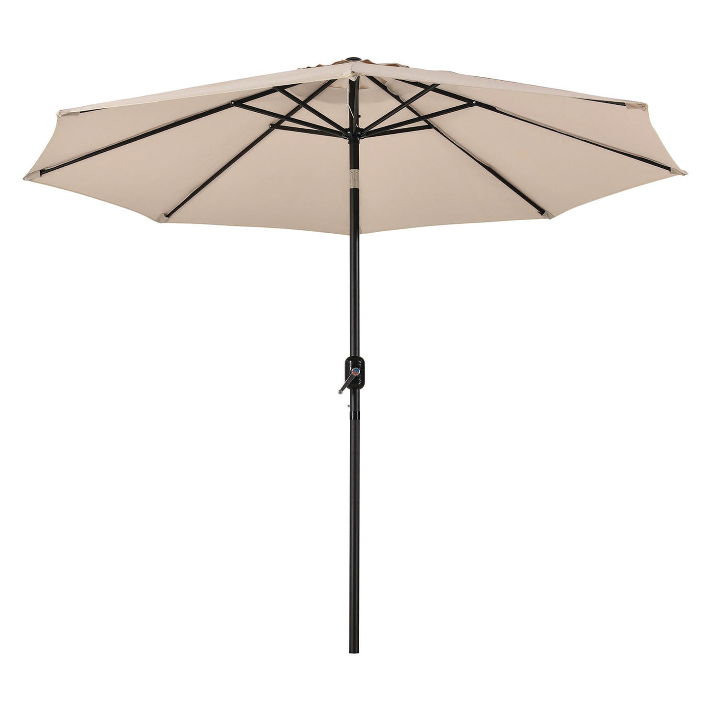 Global Industrial Outdoor Umbrella with Tilt Mechanism, 102" Span, 94" Long, Tan Canopy, Black Handle (262071)