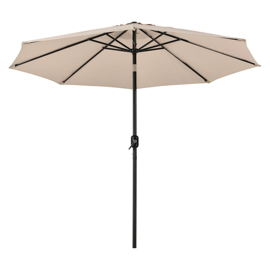 Global Industrial Outdoor Umbrella with Tilt Mechanism, 102" Span, 94" Long, Tan Canopy, Black Handle (262071)