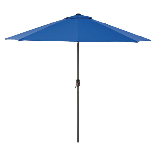 Global Industrial Outdoor Umbrella with Tilt Mechanism, 102" Span, 94" Long, Blue Canopy, Black Handle (436970)