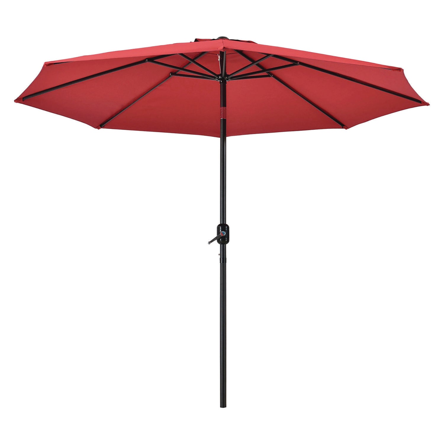 Global Industrial Outdoor Umbrella with Tilt Mechanism, 102" Span, 94" Long, Red Canopy, Black Handle (262070)