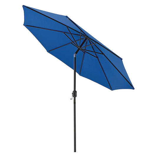 Global Industrial Outdoor Umbrella with Tilt Mechanism, 102" Span, 94" Long, Blue Canopy, Black Handle (436970)