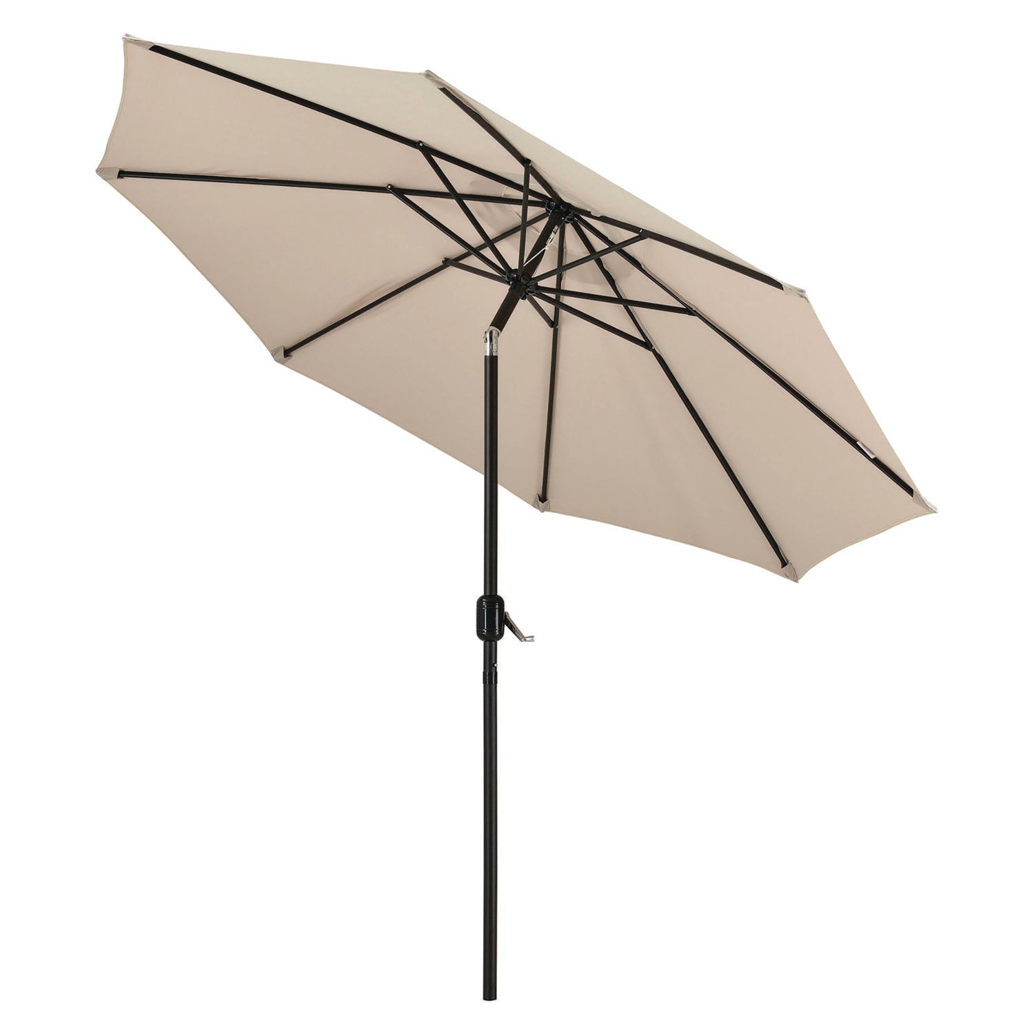 Global Industrial Outdoor Umbrella with Tilt Mechanism, 102" Span, 94" Long, Tan Canopy, Black Handle (262071)