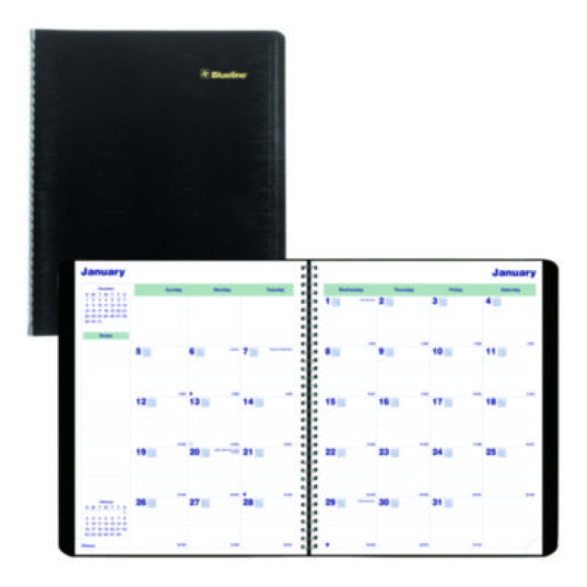 Blueline Plan and Link Monthly Planner, 11" x 9.06", Black Cover, 16-Months: Sept 2024 to Dec 2025 (C151281T)