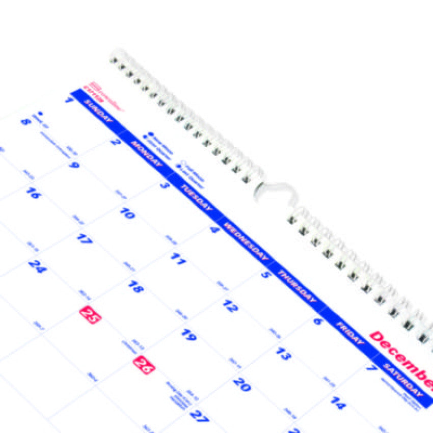 Brownline Three-Month Wall Calendar, 12.25" x 27", White/Blue Sheets, 14-Months: Dec 2024 to Jan 2026 (C171128)