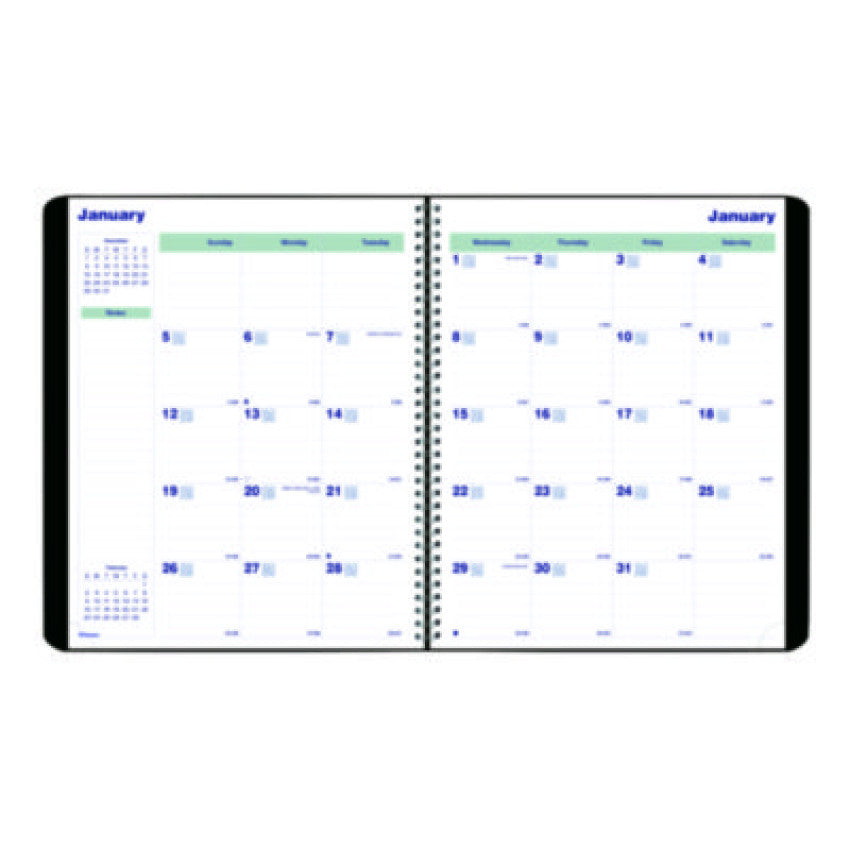 Blueline Plan and Link Monthly Planner, 11" x 9.06", Black Cover, 16-Months: Sept 2024 to Dec 2025 (C151281T)