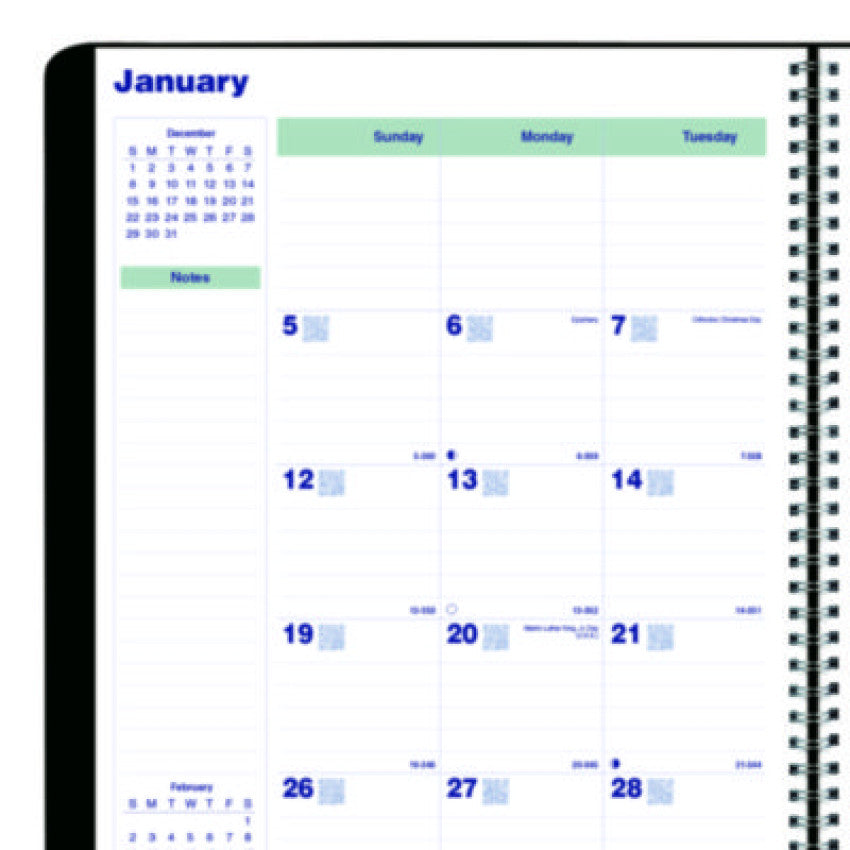 Blueline Plan and Link Monthly Planner, 11" x 9.06", Black Cover, 16-Months: Sept 2024 to Dec 2025 (C151281T)