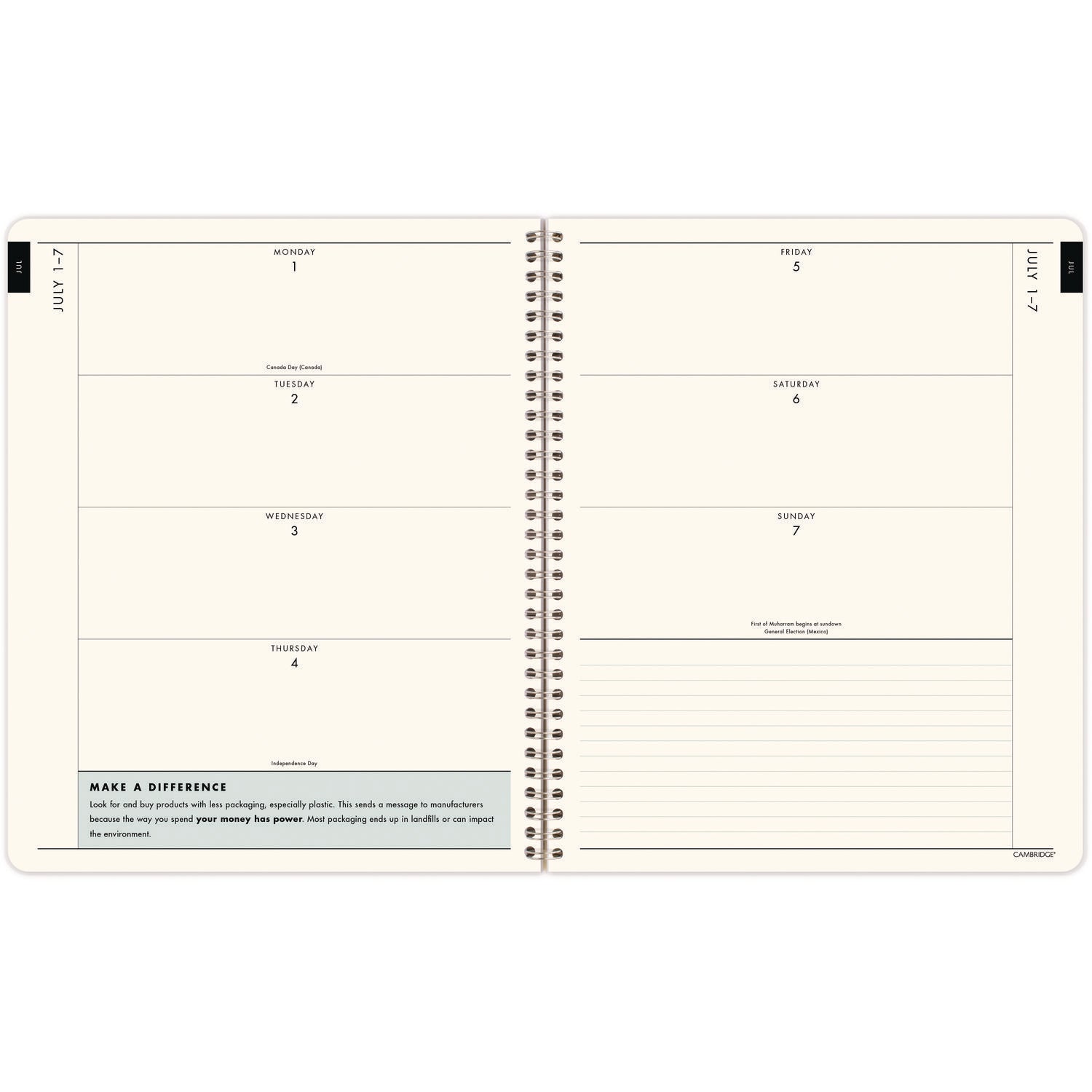 Cambridge GreenPath Academic Year Weekly/Monthly Planner, Floral Artwork, 11" x 9.38", Multicolor Cover, 12-Month: July 2024-June 2025 (GP46905A)