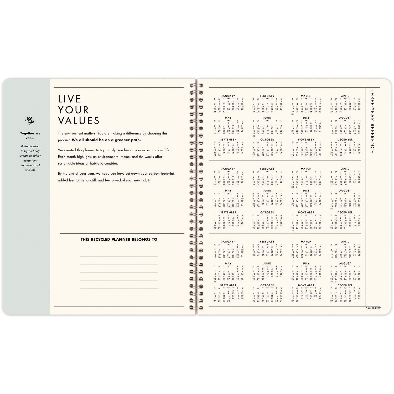 Cambridge GreenPath Academic Year Weekly/Monthly Planner, Floral Artwork, 11" x 9.38", Multicolor Cover, 12-Month: July 2024-June 2025 (GP46905A)