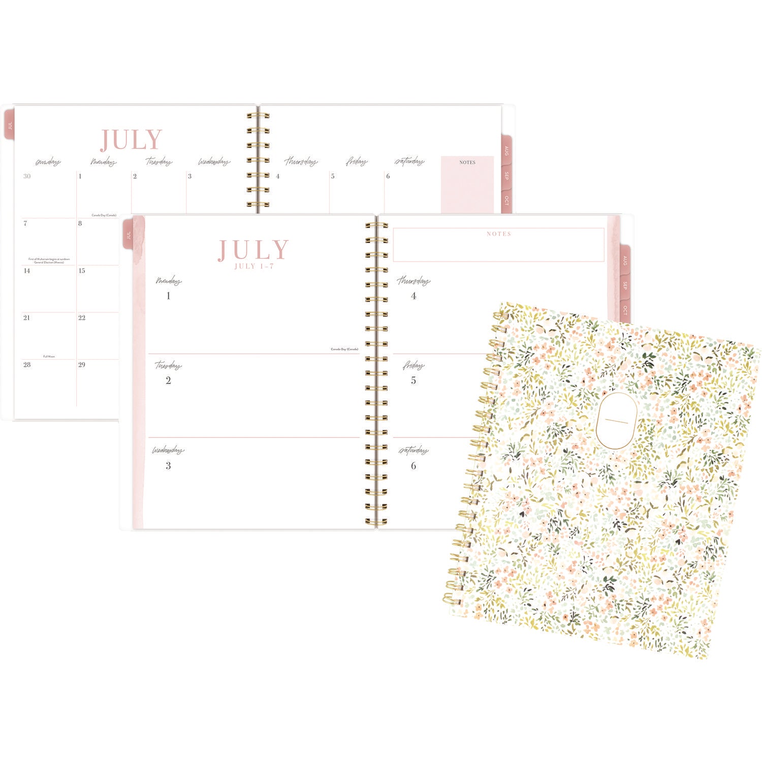 Cambridge Leah Bisch Academic Year Weekly/Monthly Planner, Floral Artwork, 11" x 9.25", Multicolor Cover, 12-Month: July 2024-June 2025 (LB33905A)