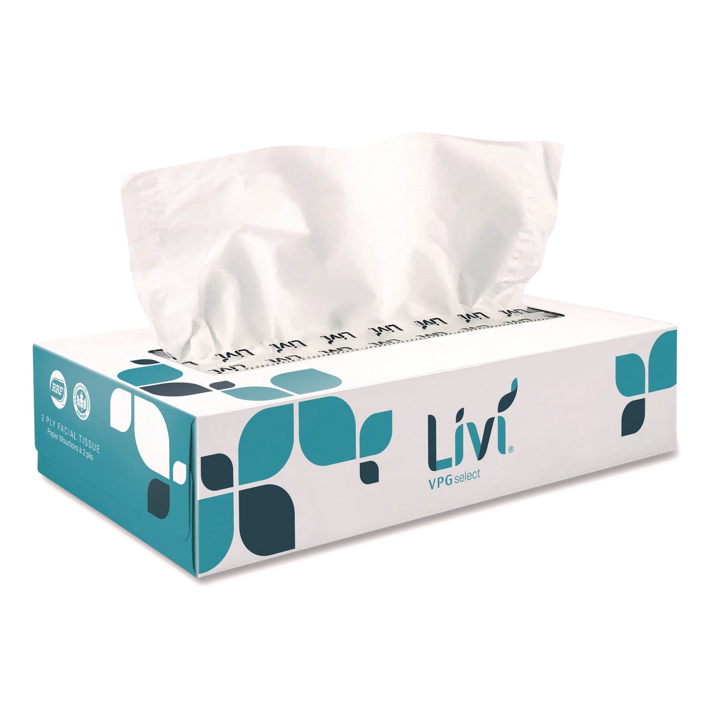 Livi VPG Select Flat Box Facial Tissue, 2-Ply, White, 100 Sheets/Box, 30 Boxes/Carton (11513)