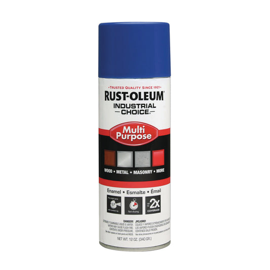 Rust-Oleum Industrial Choice 1600 System Multi-Purpose Enamel Spray Paint, Flat Safety Blue, 12 oz Aerosol Can, 6/Carton (1624830)