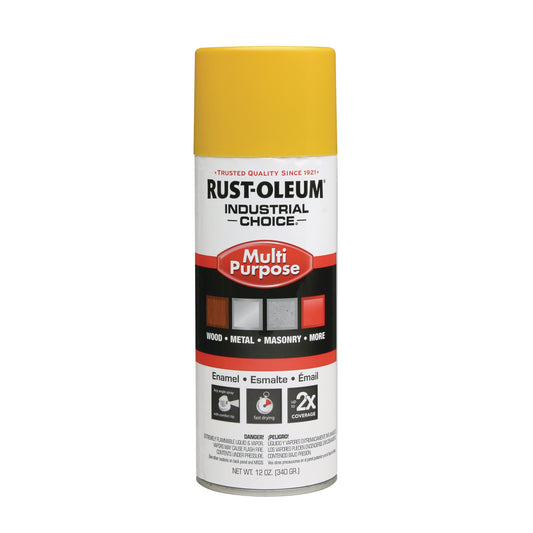 Rust-Oleum Industrial Choice 1600 System Multi-Purpose Enamel Spray Paint, Flat Safety Yellow, 12 oz Aerosol Can, 6/Carton (1644830)